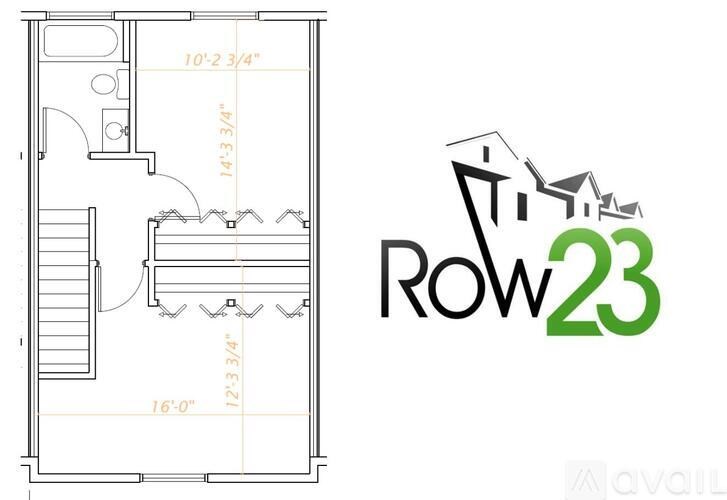 A floor plan for a property with the logo Row23 on the right.
