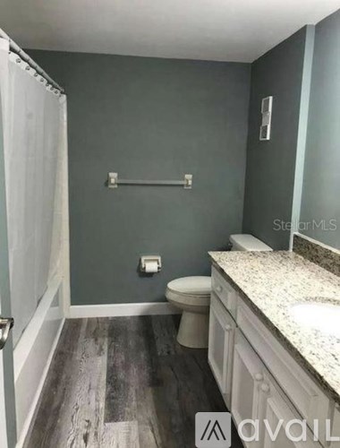 A bathroom with a toilet, sink, and a shower curtain.