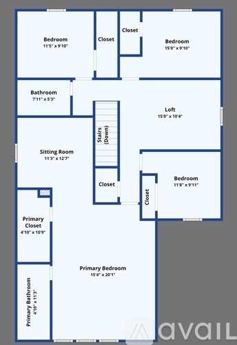 A floor plan of a house with labeled rooms and dimensions.