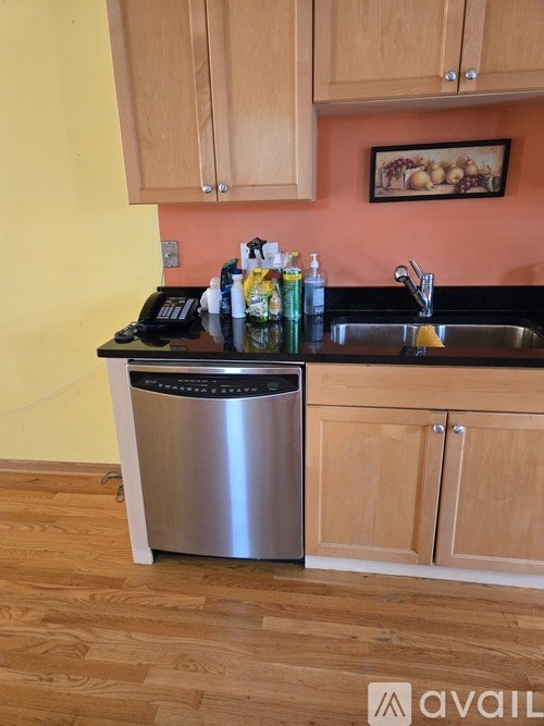 A kitchen with a dishwasher and a sink.