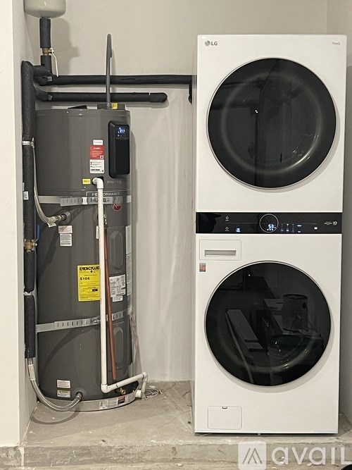 A washer and dryer are installed next to each other.