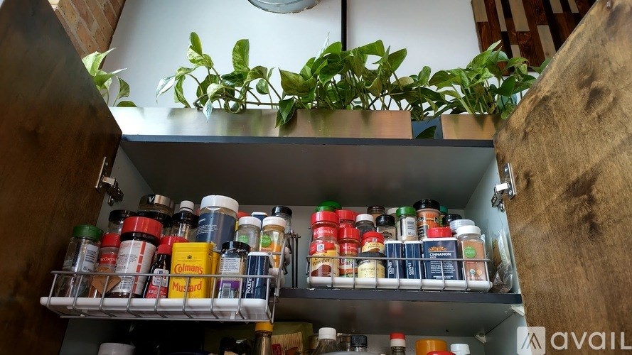 A drawer full of spices and herbs.