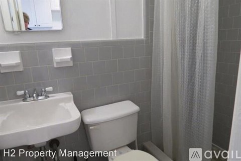 A bathroom with a toilet, sink, and shower curtain.