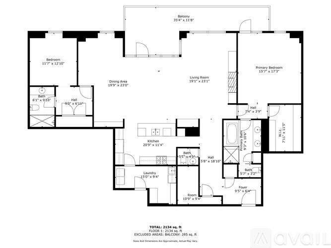 A floor plan of a house with a total area of 2343 sq ft.