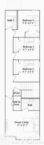 A floor plan of a building with labeled rooms including Bedroom 3, Bath, and Owner's Suite.