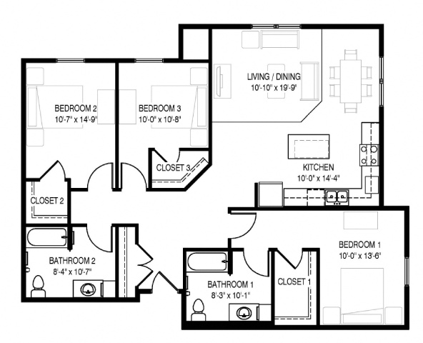 Three Bedroom 60%