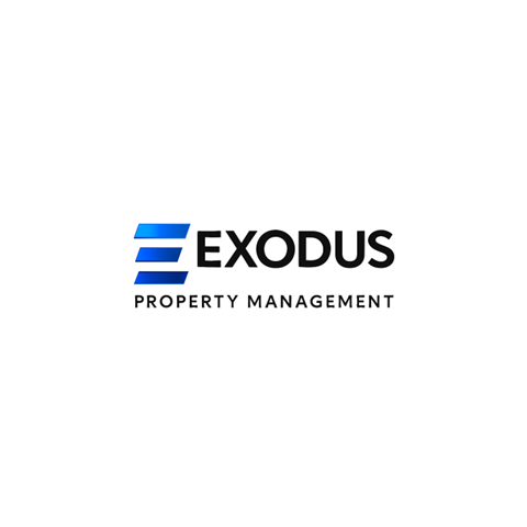 The image is a logo for Exodus Property Management.