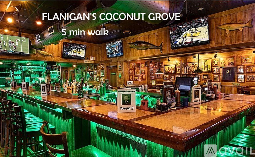 A bar called Flanigan's Coconut Grove is shown in the image.