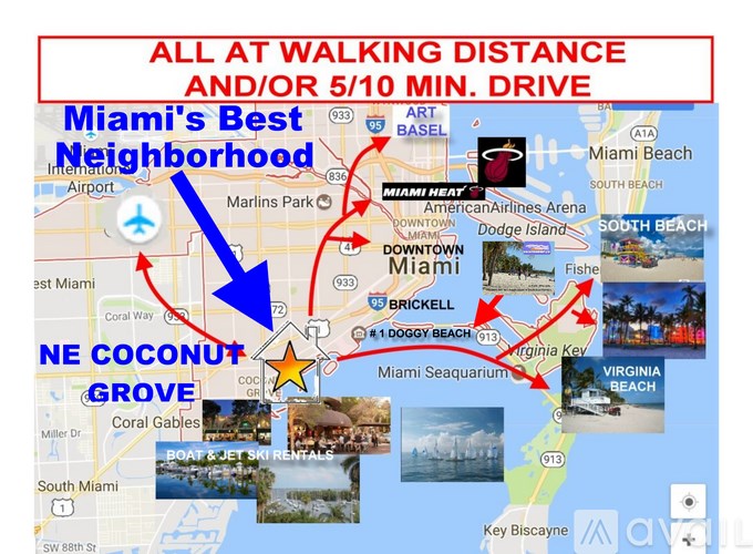 A map of Miami's Best Neighborhood showing various locations and attractions.