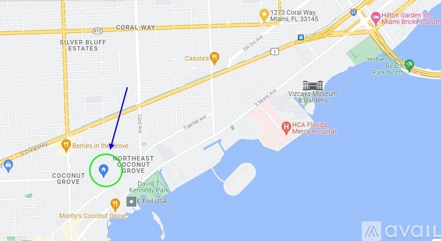 A map with a blue arrow pointing to a location.