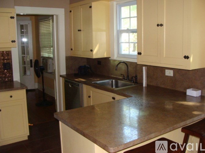 A kitchen with a sink and cabinets.