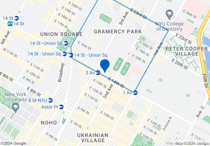 A map shows a route from 14 St - Union Sq to 14 St - Union Sq.