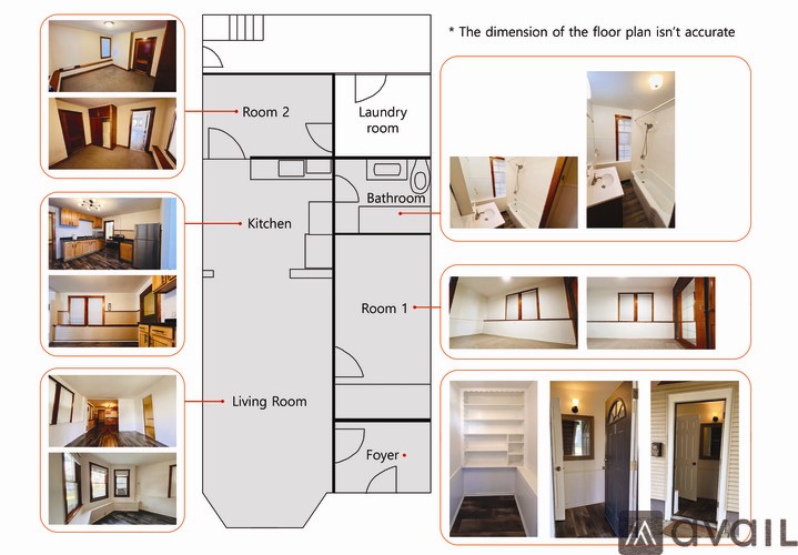 A floor plan of a house with a laundry room, kitchen, and living room.