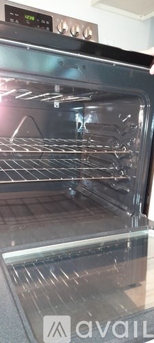 A close up of an oven with the door open.