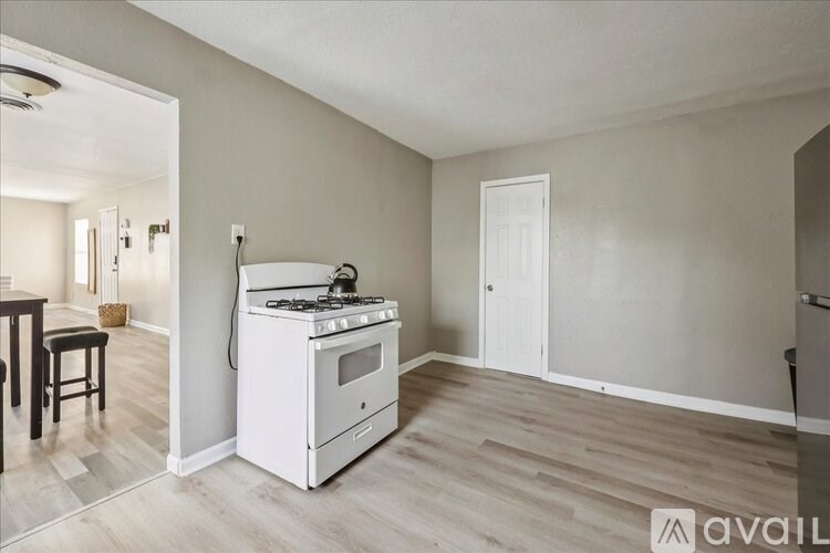 A kitchen area with a stove and oven.