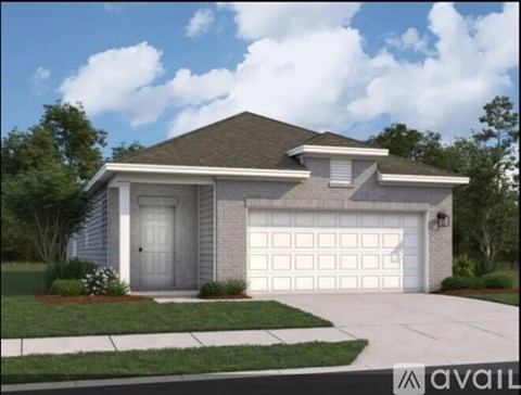 A house with a grey roof and a white garage door is available for purchase.