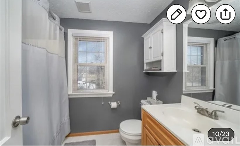 A bathroom with a toilet, sink, and shower curtain.