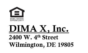 A logo for Equal Housing Opportunity sits above the name DIMA X, Inc. and its address.