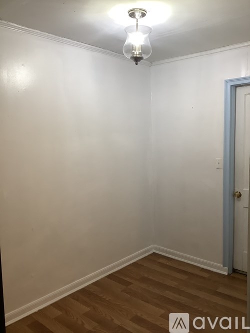 A room with a wooden floor and a light on the ceiling.