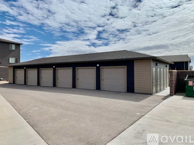A large garage with multiple doors is available for rent.
