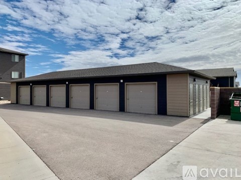 A large garage with multiple doors is available for rent.