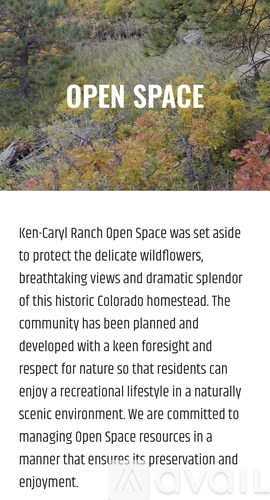A poster with the title "OPEN SPACE" and a paragraph describing the Ken-Caryl Ranch Open Space.