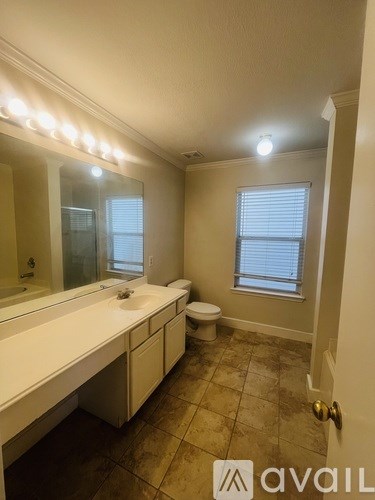 A bathroom with a sink, toilet, and mirror.