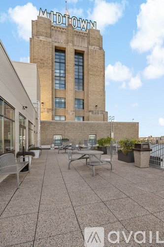 A view of a building with the word "Midtown" on top of it.