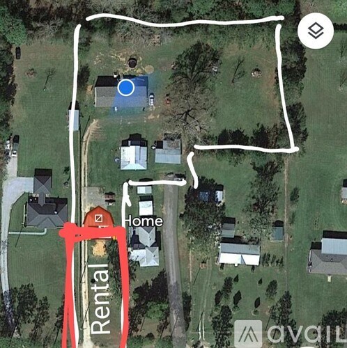 A map shows a rental property surrounded by other homes.