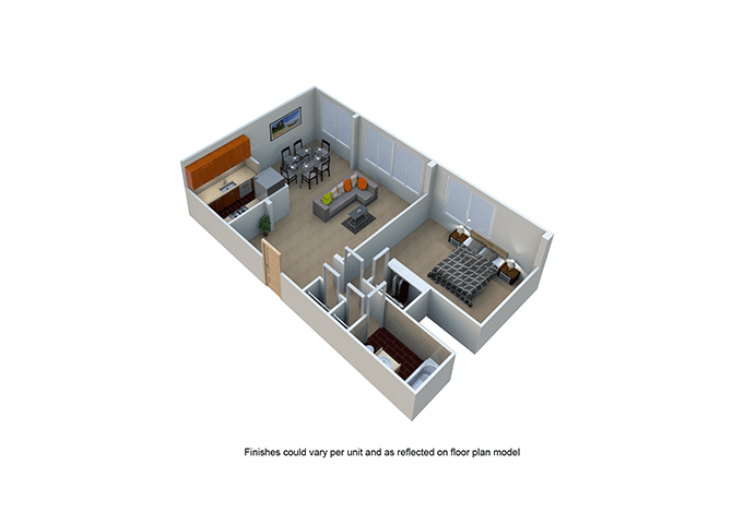1 Bed 1 Bath One Bedroom Floor Plan at The Blairs, Maryland, 20910