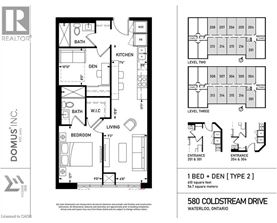 A floor plan for a 1 bedroom apartment in Waterloo, Ontario.