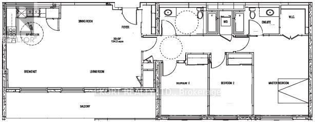 A floor plan of a house with labeled rooms such as "Kitchen", "Living Room", and "Bedroom 1".