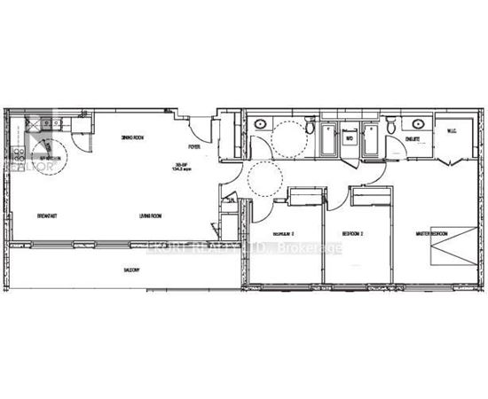 A floor plan of a house with labeled rooms such as "Kitchen", "Living Room", and "Bedroom 1".