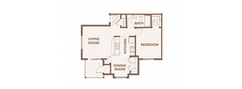 One Bedrooms  Floor Plan Copper Trail Apartments | Apartments in Olympia, WA 
