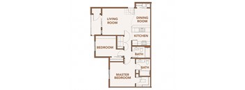 2 Bedrooms  Floor Plan Copper Trail Apartments | Apartments in Olympia, WA 