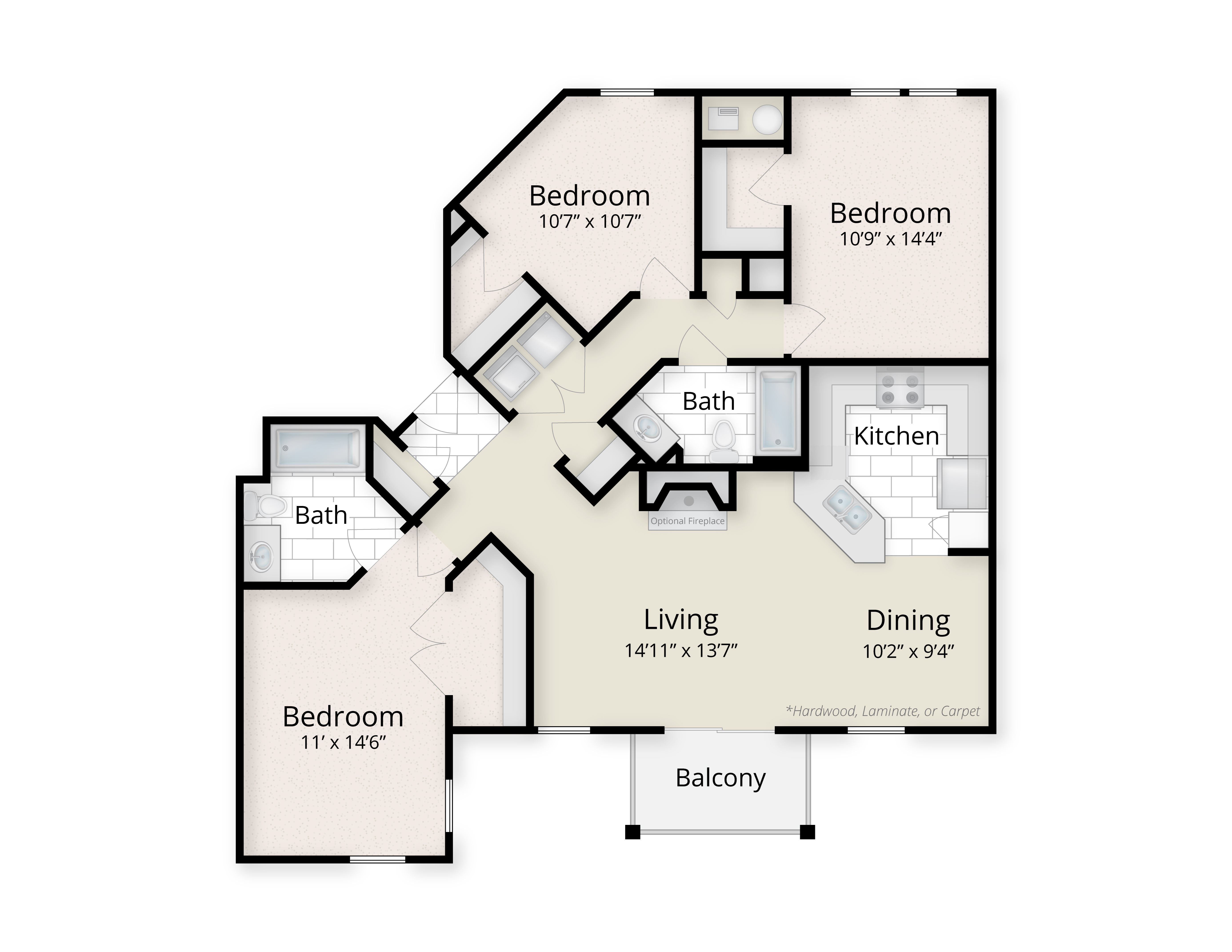 Floor Plans 1 Bedroom Apartments in King Farm 2 Bedroom Apartments