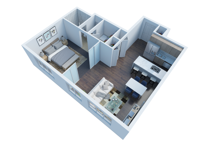 A1 Floor Plan at The View, Los Angeles, CA, 90005