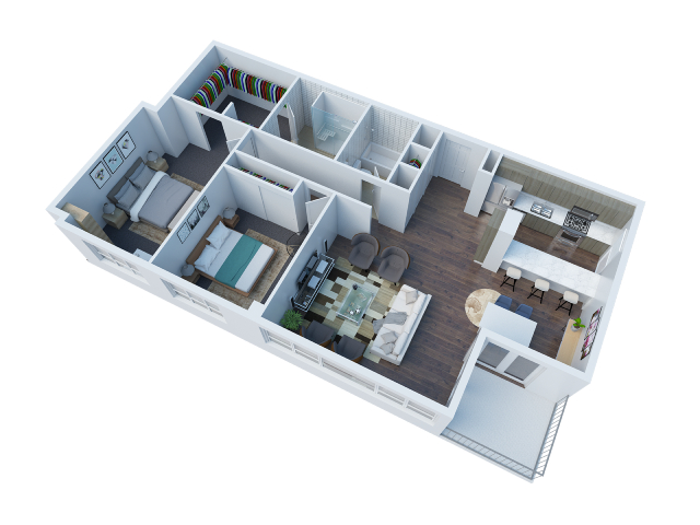 B3 Floor Plan at The View, Los Angeles, CA, 90005