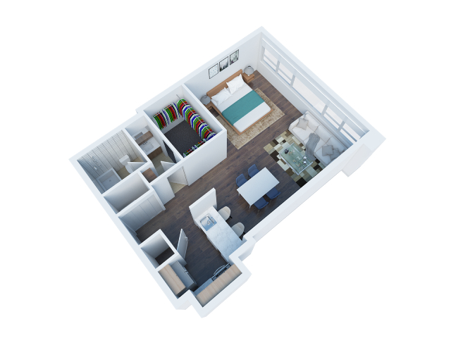 Studio Floor Plan at The View, California, 90005