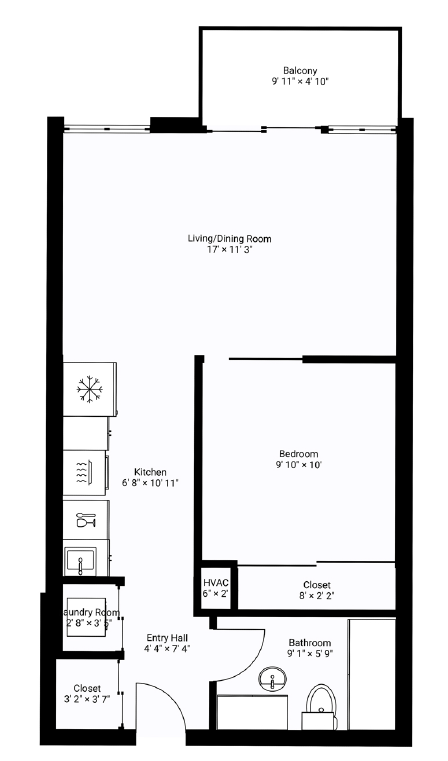 A black and white image of a floor plan for a home.