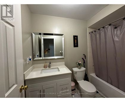 A bathroom with a sink, toilet, and a mirror.