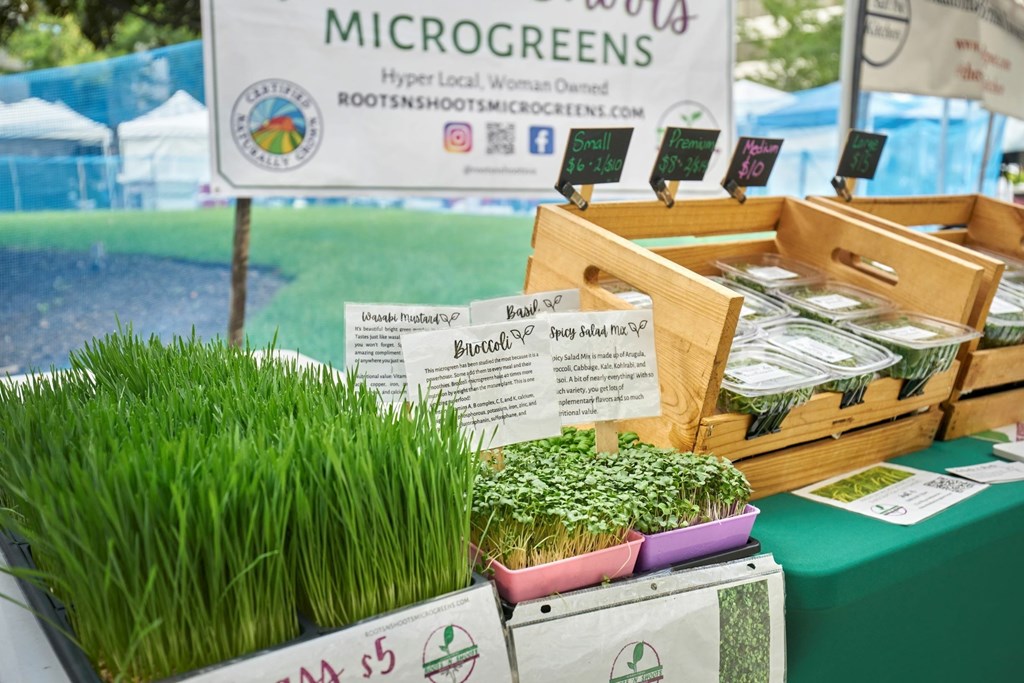 Microgreens are for sale at a local market.