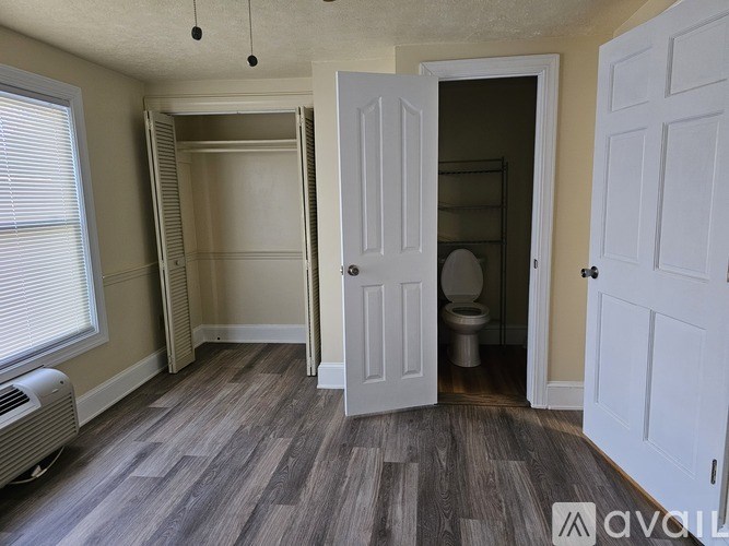 A room with a toilet and a walk-in closet.