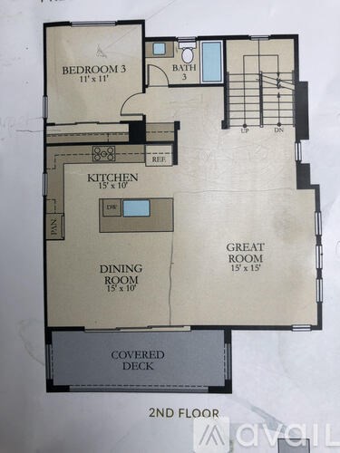 A floor plan of a two-story house with labeled rooms.