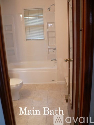 A bathroom with a toilet, tub, and shower.