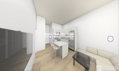 A modern living room with a white couch and a glass table.