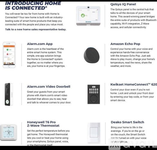 A page showcasing various smart home products and their features.