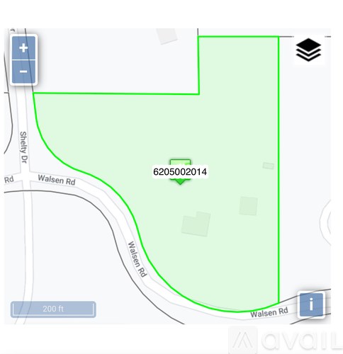 A map shows a green outlined area with the code 6205002014 in the center.