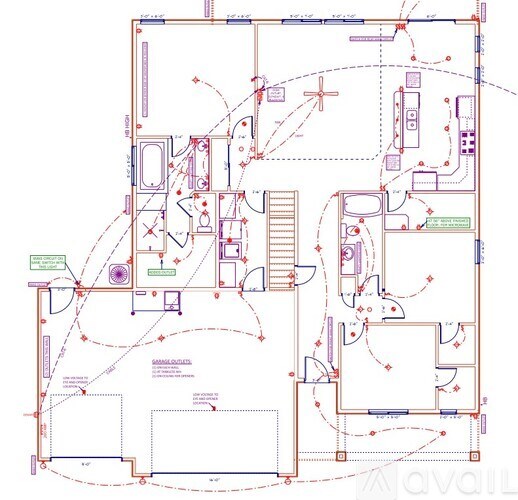 A floor plan of a house with various rooms and corridors.
