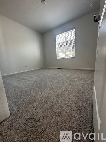 A carpeted room with a window and Avail logo.